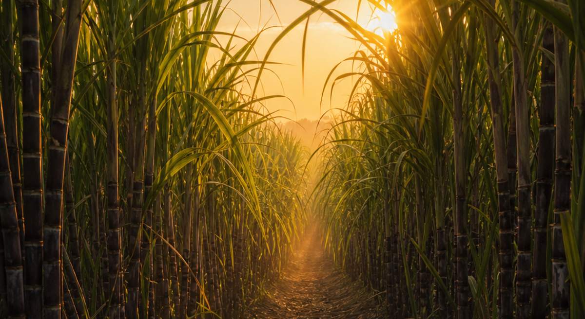 Sugarcane field at golden hour